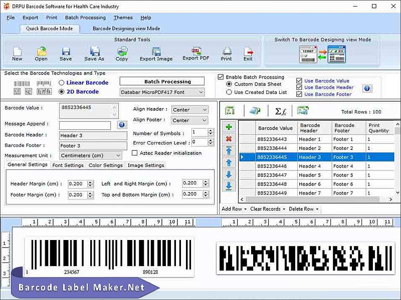 Barcodes for Healthcare Products screen shot