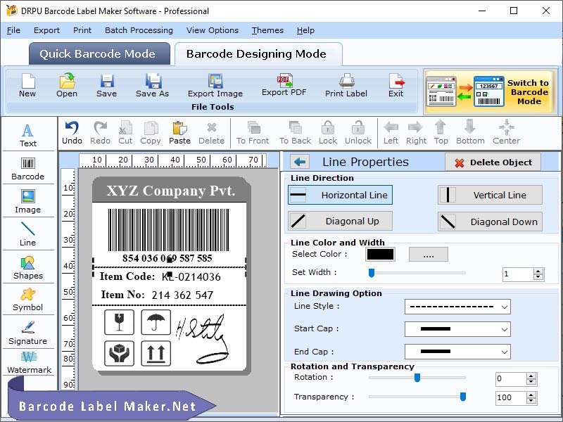 Screenshot of Free Barcode Label Software