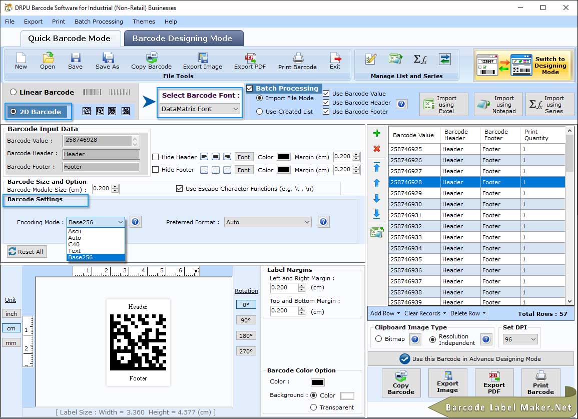 Barcode Settings