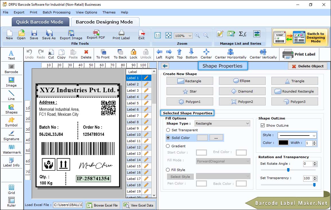 Barcode Designing View