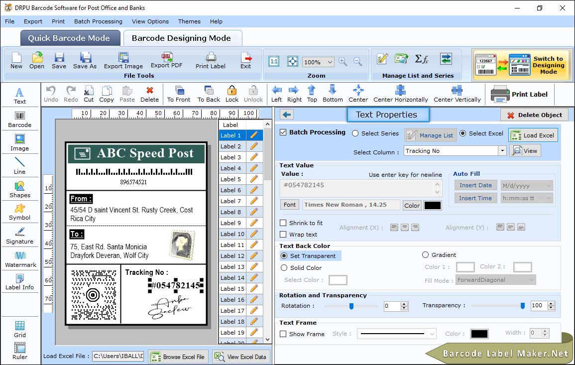 Barcode Designing View