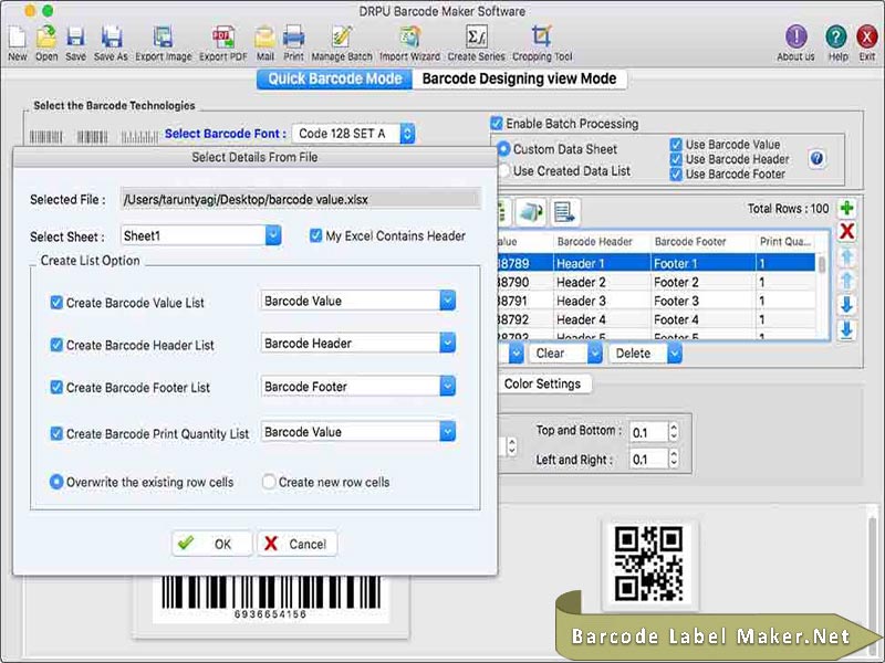 Screenshot of Free Mac Barcode Software